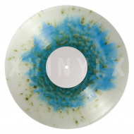 Blue in Clear (transp.) with Swamp Green splatter Side A